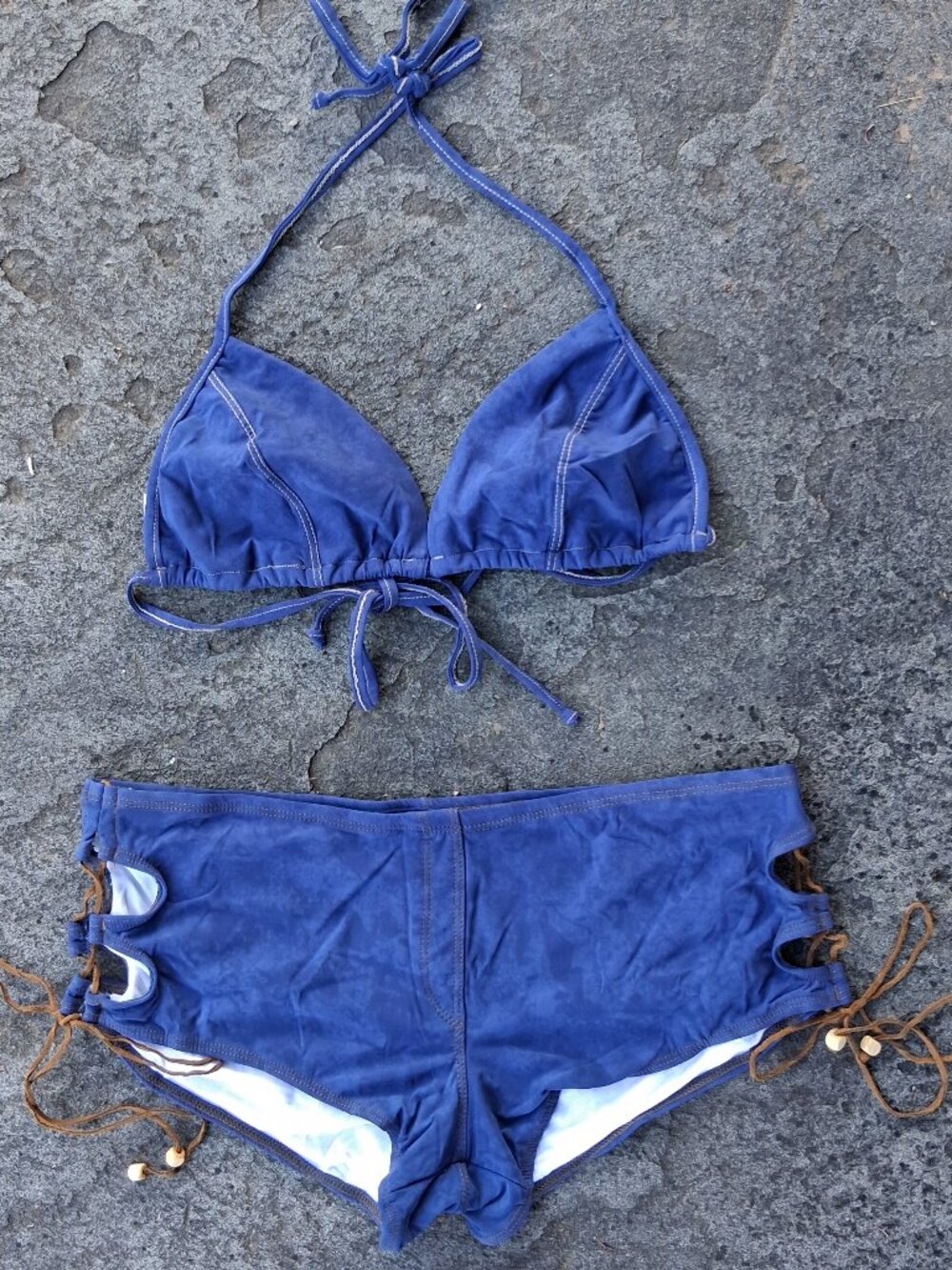 new Sauvage LUXE Suede Blue denim Medium String Boyshort Bikini
